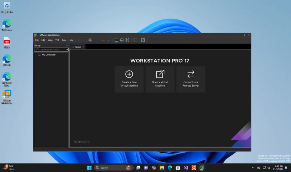 Windows 11 中的 VMware Workstation 界面